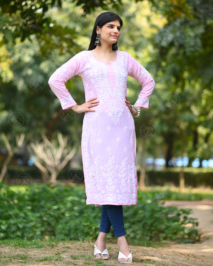 lucknowi chikankari kurti set