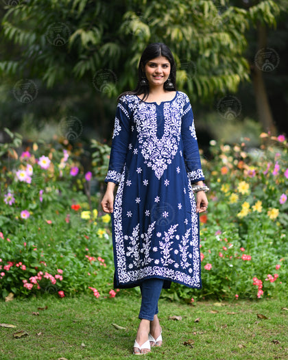 lucknowi chikan long kurta