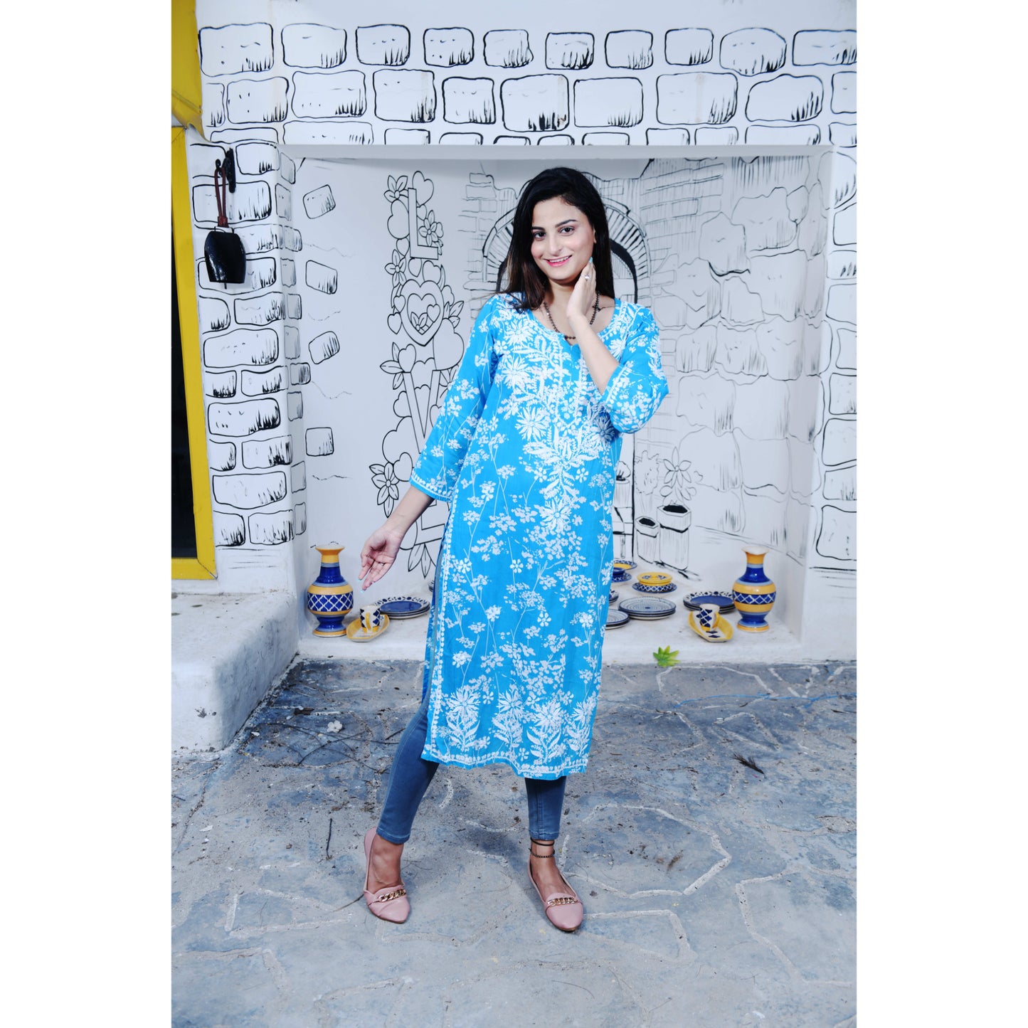 Mulmul Zainab Chikankari Kurta