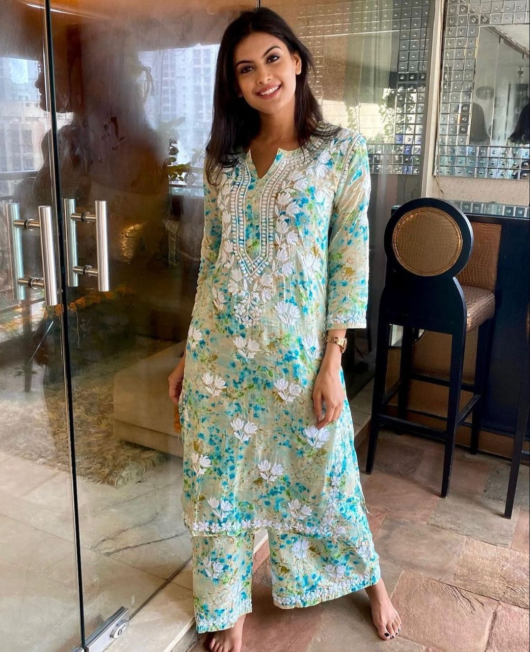chikankari mulmul kurta