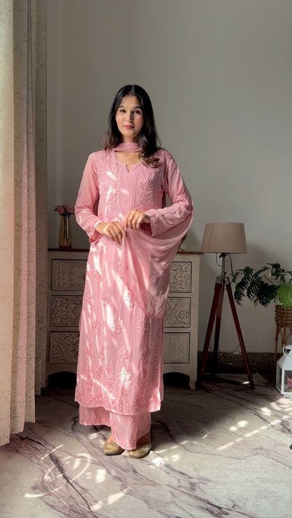 viscose georgette chikankari kurti