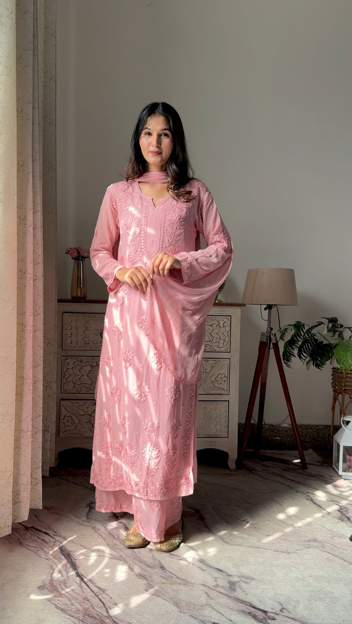 viscose georgette chikankari kurti