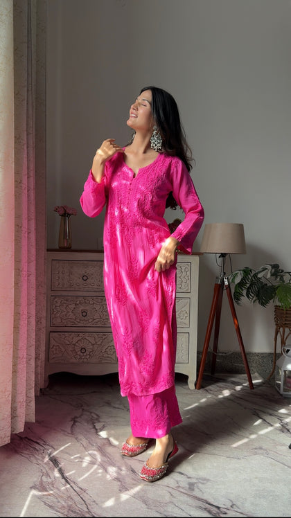 lucknowi chikan co-ord set