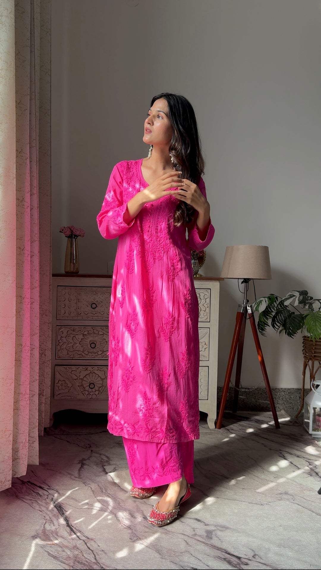 lucknowi chikan co-ord set