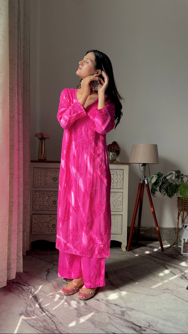 lucknowi chikan co-ord set