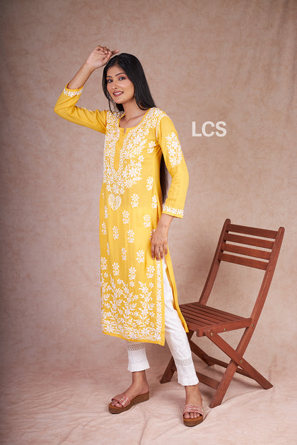 lucknow chikan cotton kurti