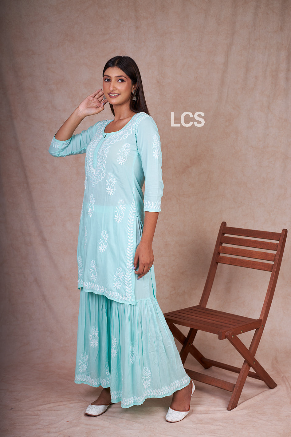 Nora Chikankari Modal Gharara Set