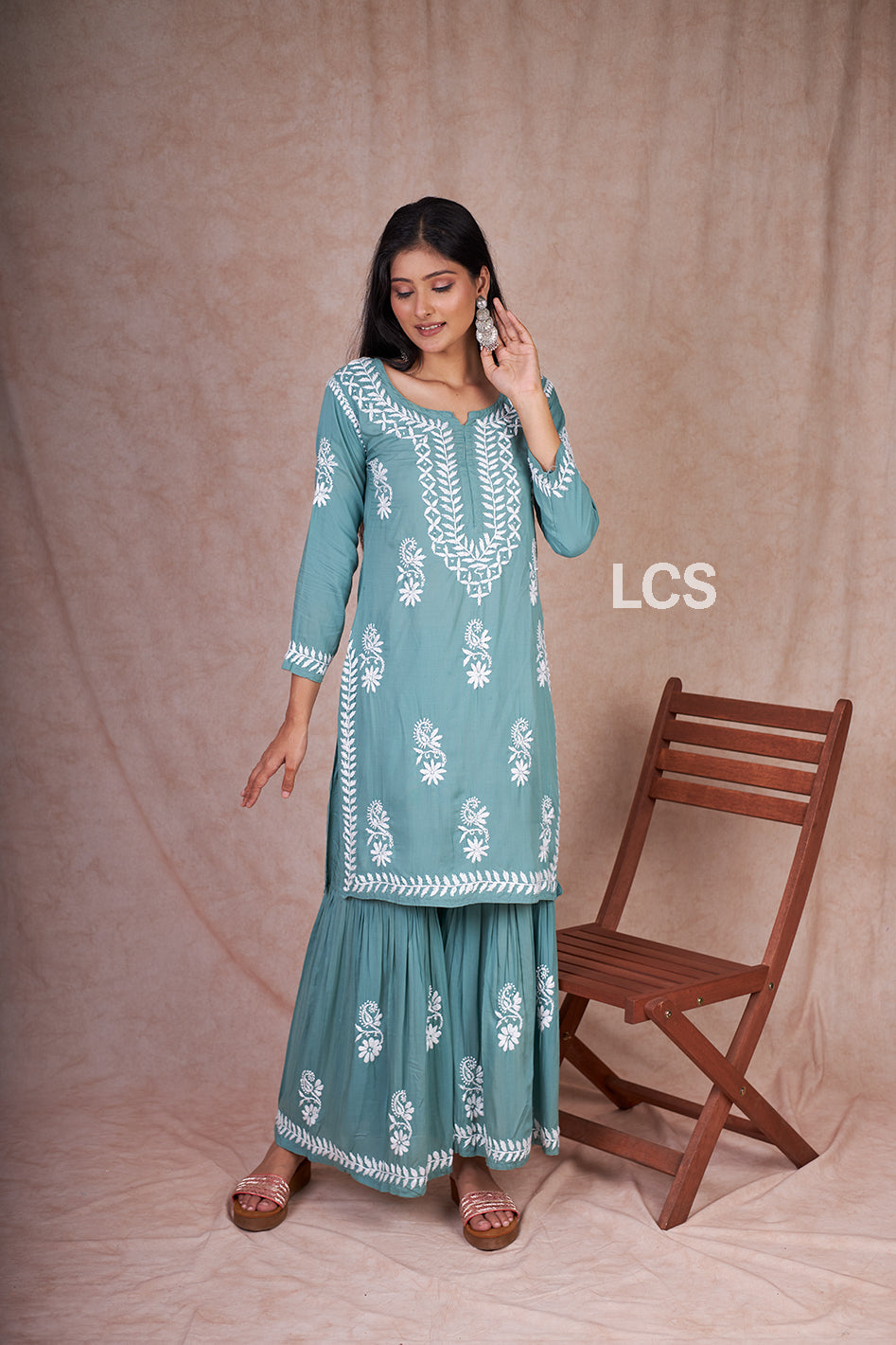 Nora Chikankari Modal Gharara Set
