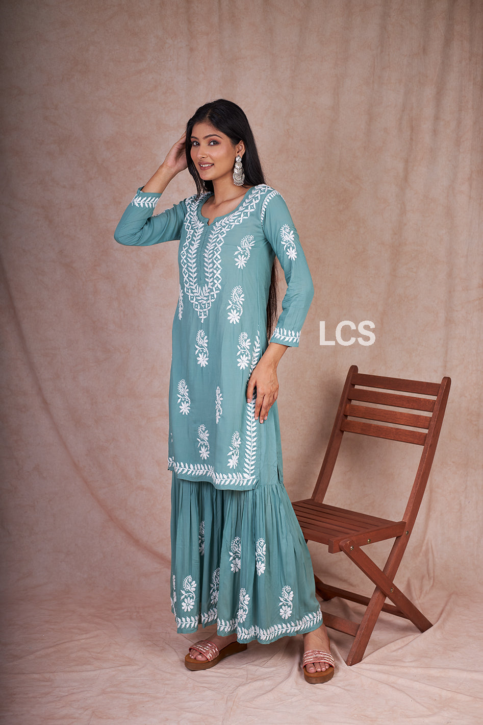 Nora Chikankari Modal Gharara Set