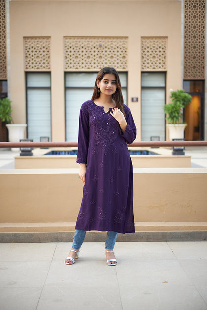 rayon printed long kurti