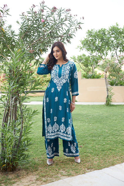 lucknowi chikan long kurta