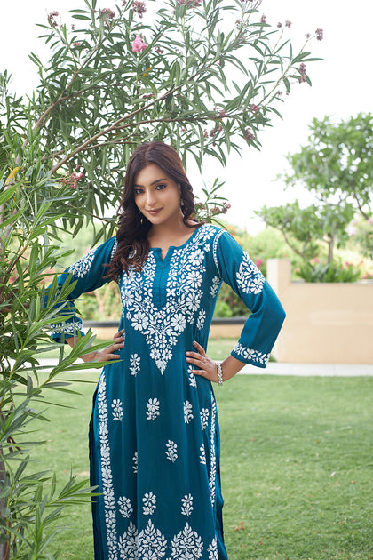 lucknowi chikan long kurta