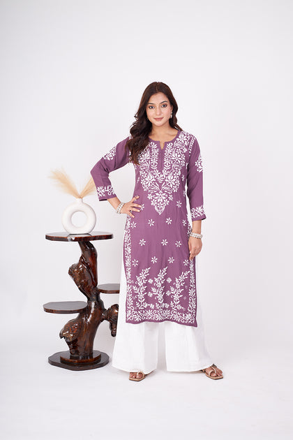 lucknowi chikankari kurti set