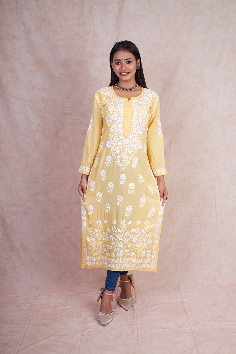 lucknowi chikan long kurta