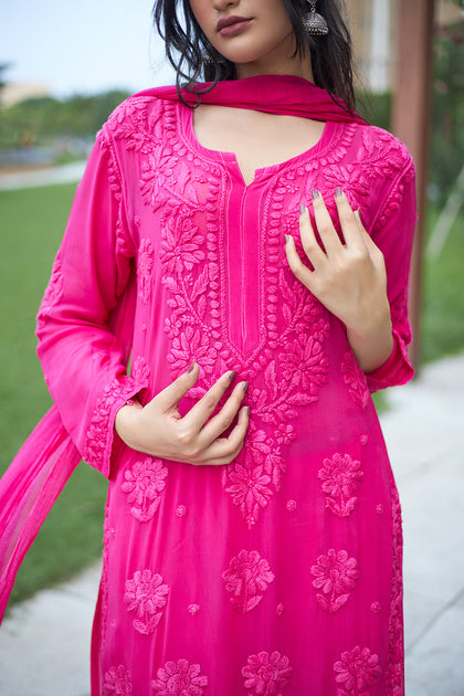 viscose georgette chikankari kurti