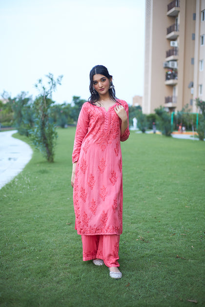 lucknowi chikan co-ord set