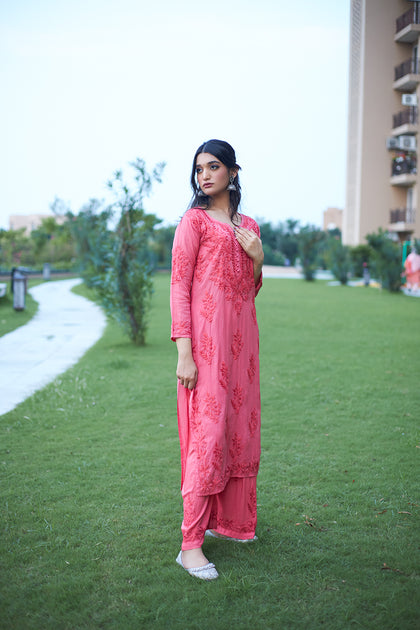 lucknowi chikan co-ord set