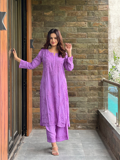 lucknowi chikan co-ord set
