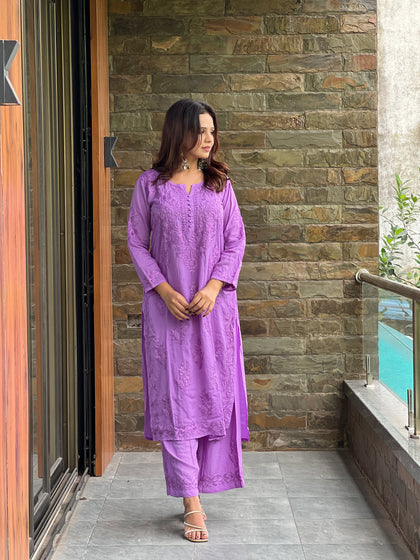 lucknowi chikan co-ord set