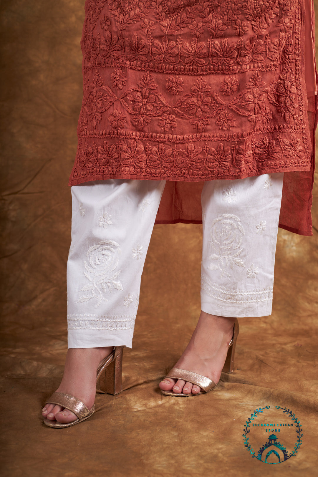 Hand Embroidery Rose Design Lycra Pant
