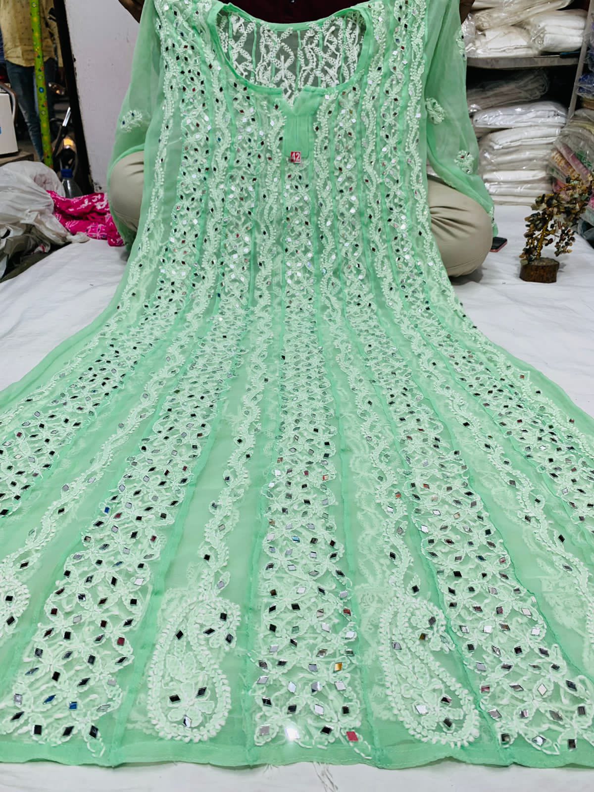Georgette Patta Mirror Anarkali