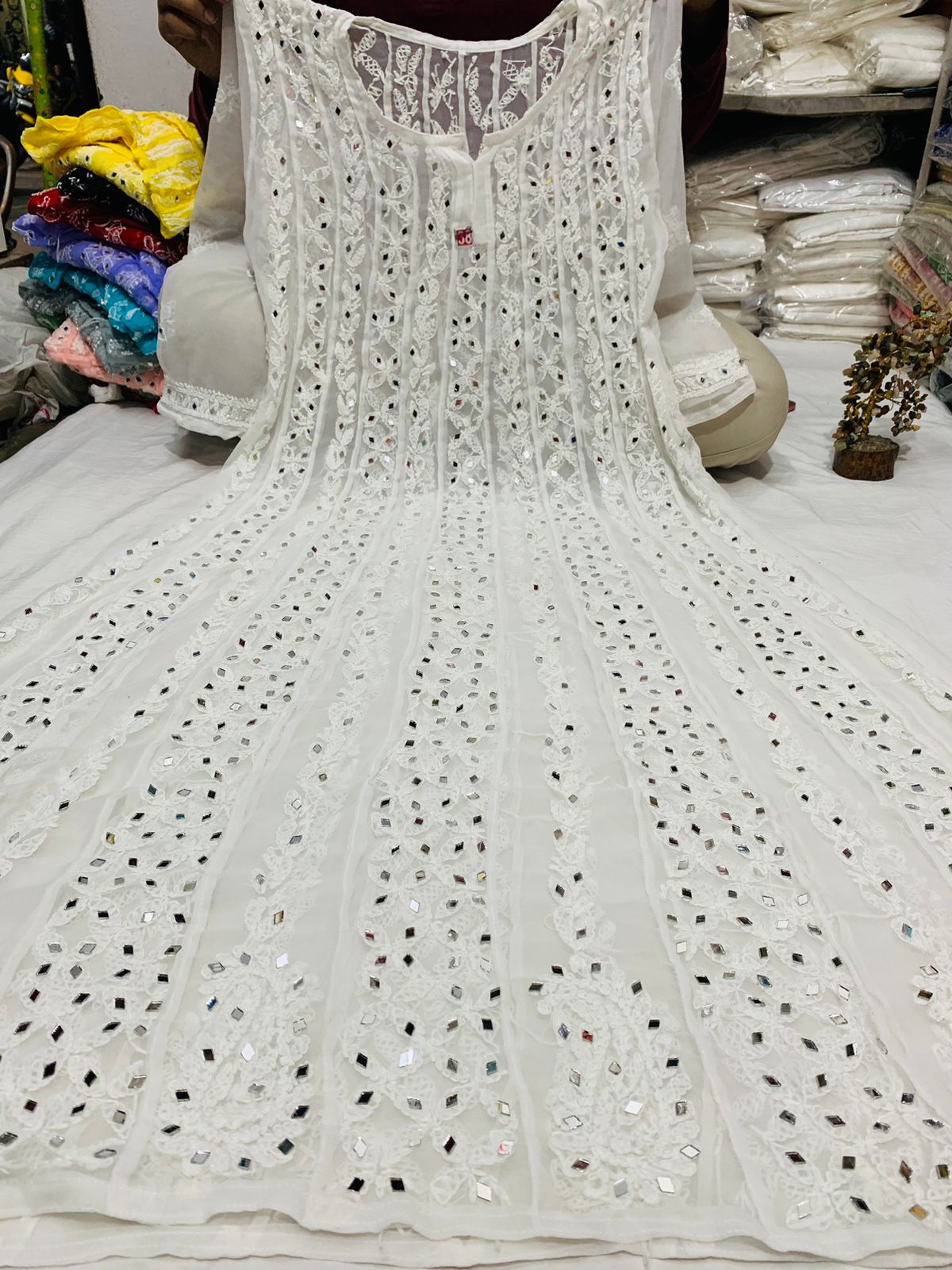 Georgette Patta Mirror Anarkali