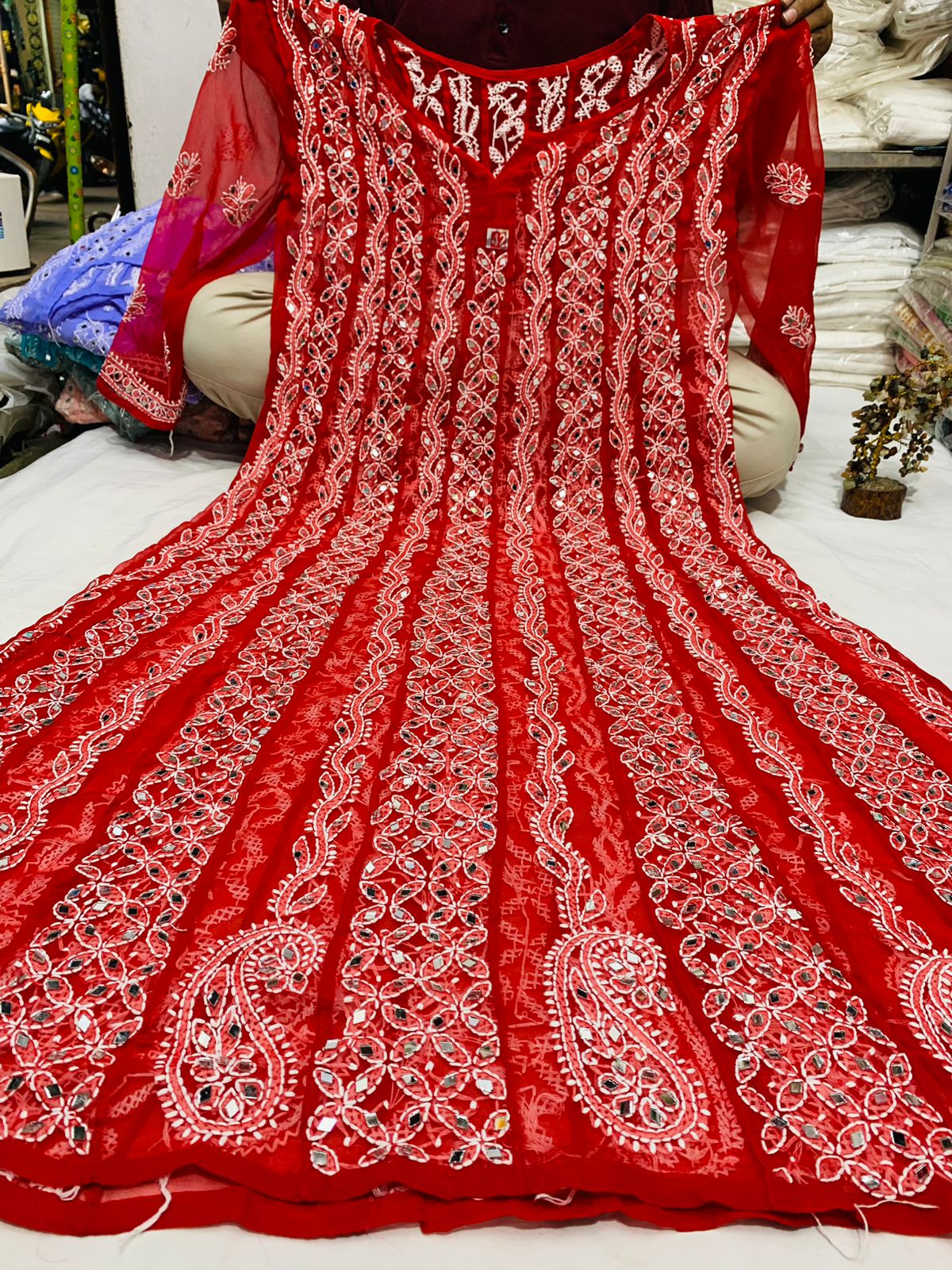 Georgette Patta Mirror Anarkali