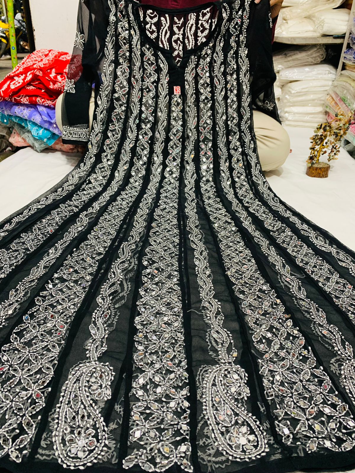 Georgette Patta Mirror Anarkali