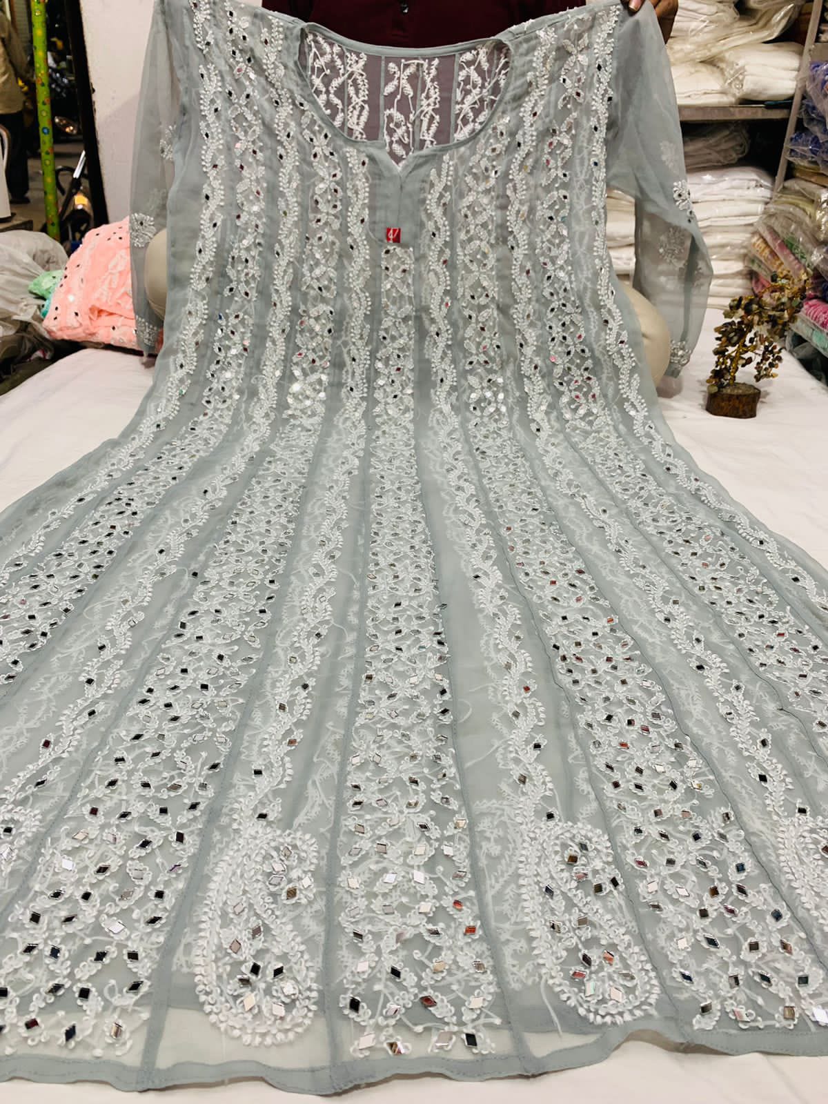 Georgette Patta Mirror Anarkali