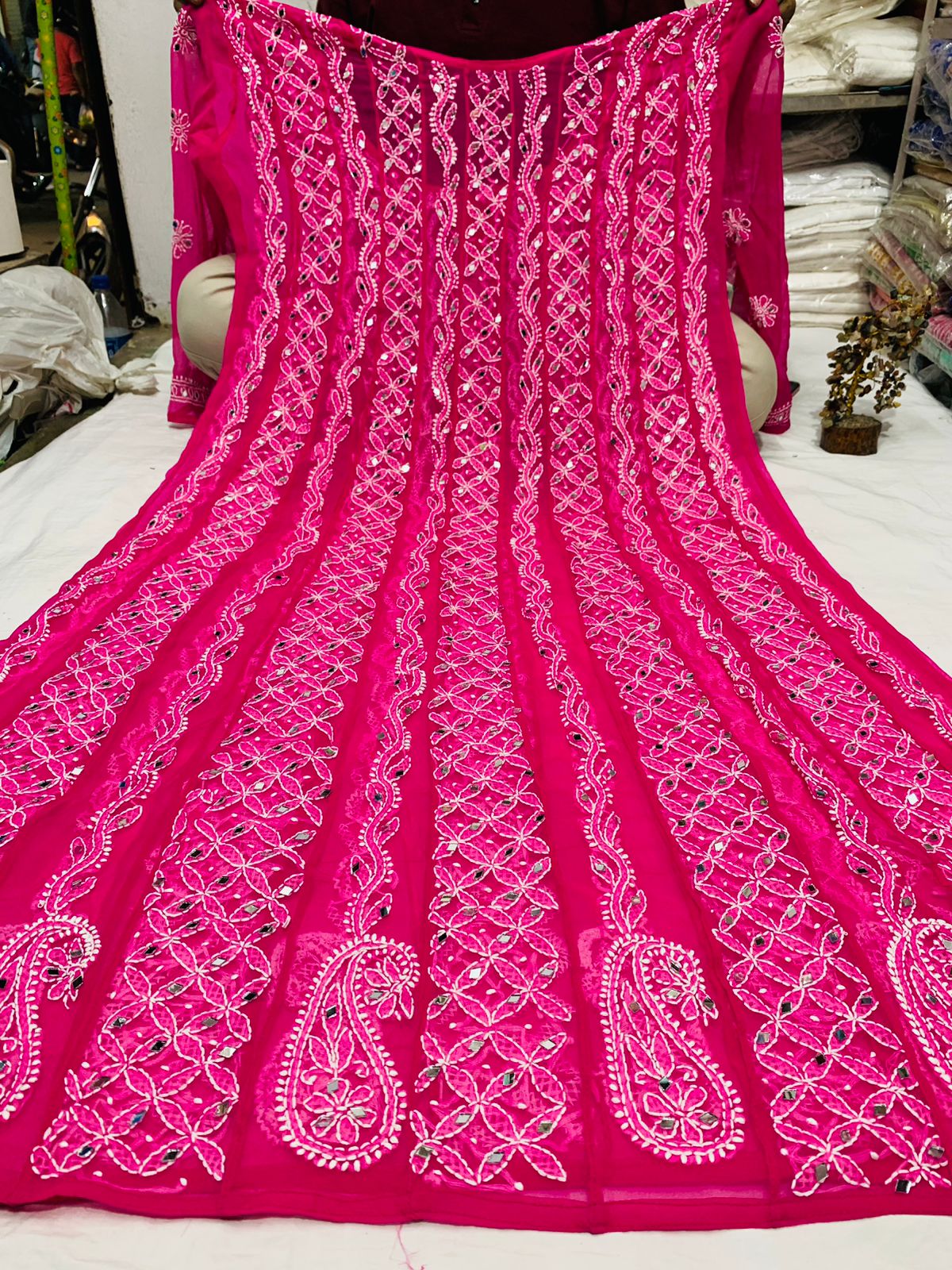 Georgette Patta Mirror Anarkali