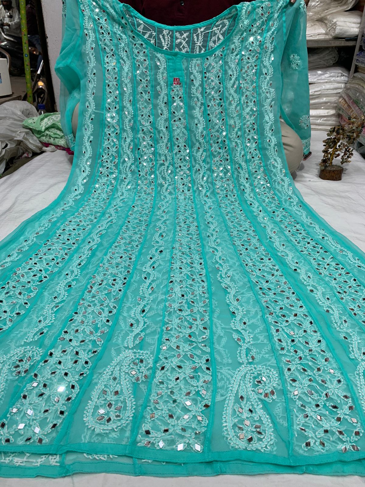 Georgette Patta Mirror Anarkali