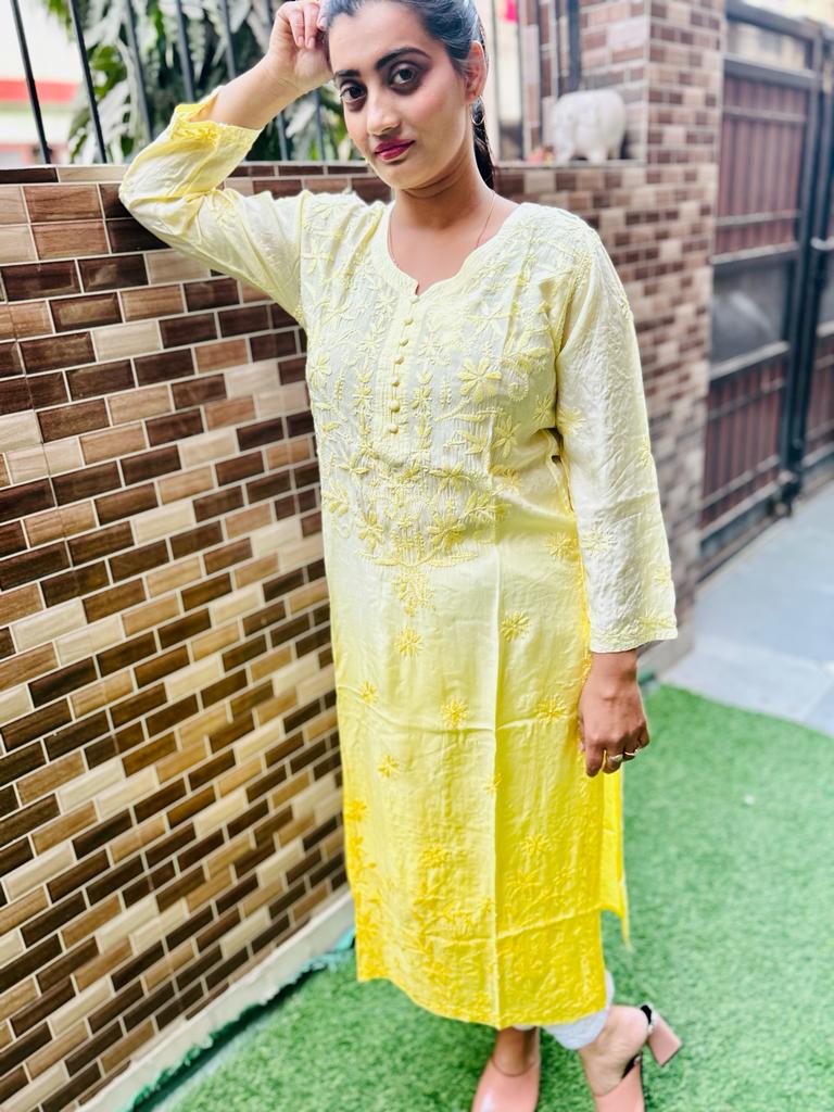 Muslin Heavy Daman Kurta
