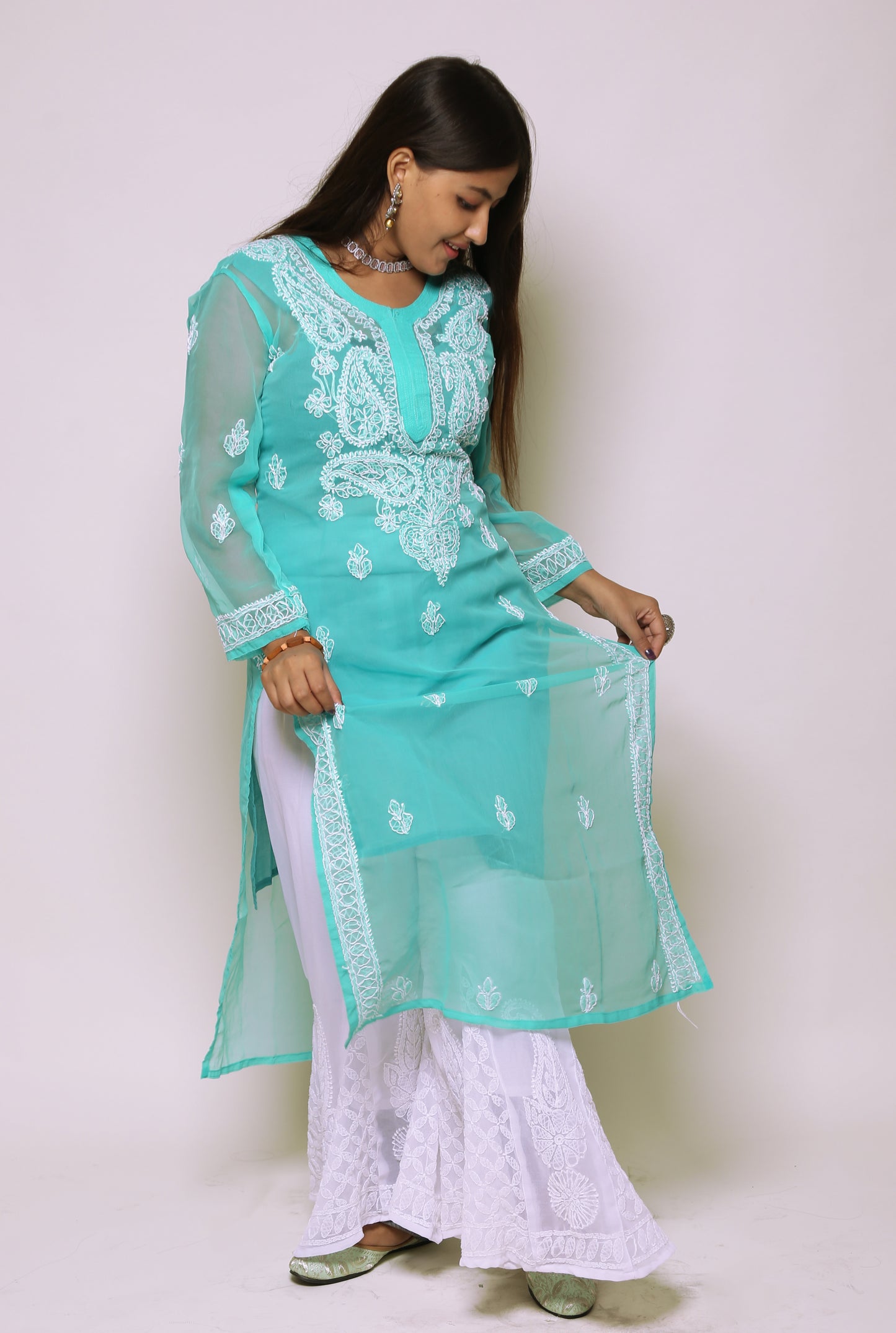 Georgette Gala Booti Kurta