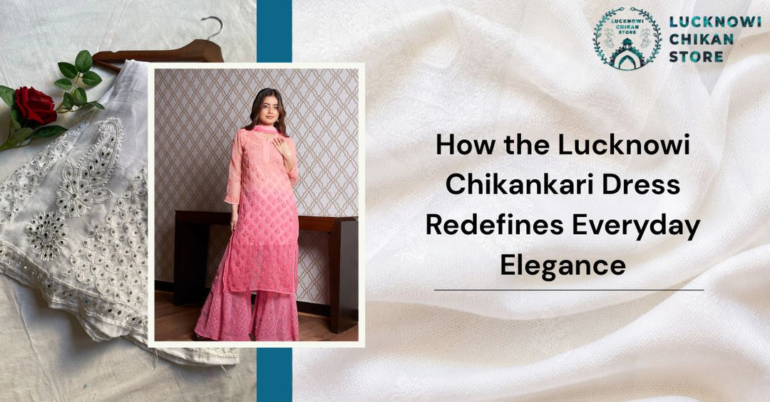 lucknowi chikankari kurti set