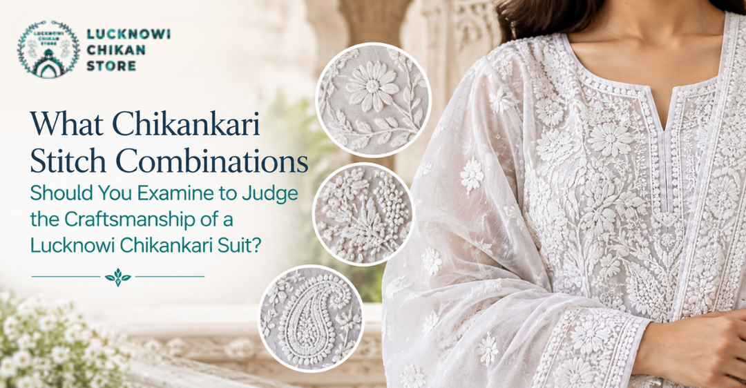 What Chikankari Stitch Combinations Should You Examine to Judge the Craftsmanship of a Lucknowi Chikankari Suit?