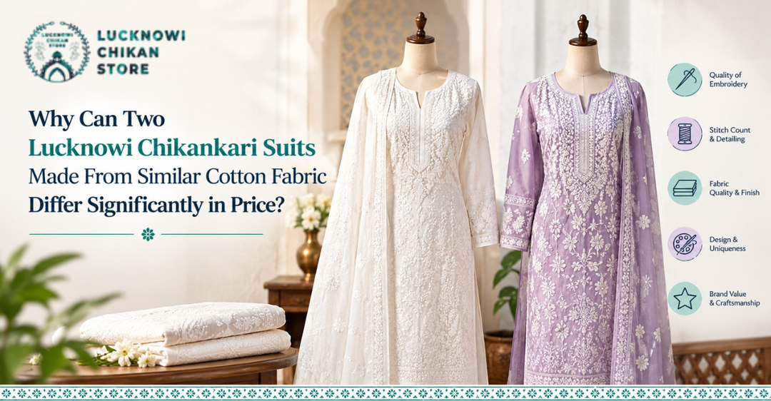 Why Can Two Lucknowi Chikankari Suits Made From Similar Cotton Fabric Differ Significantly in Price?