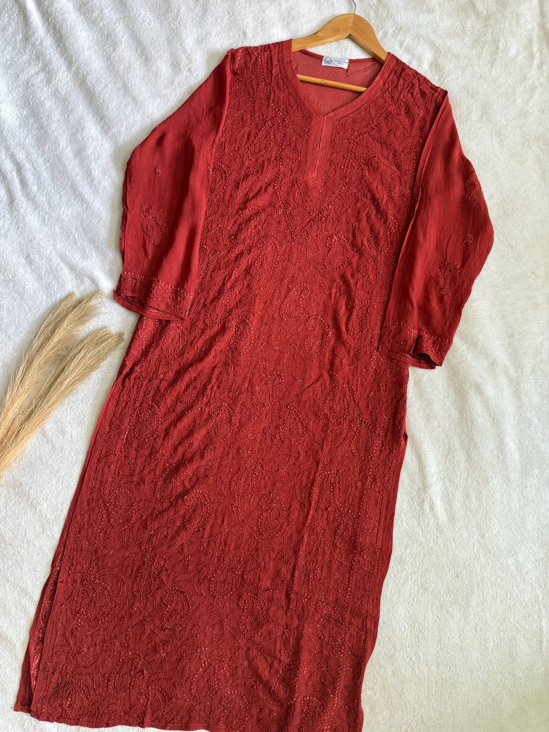Viscose Georgette Resham Thread Embroidery Chikankari Kurta