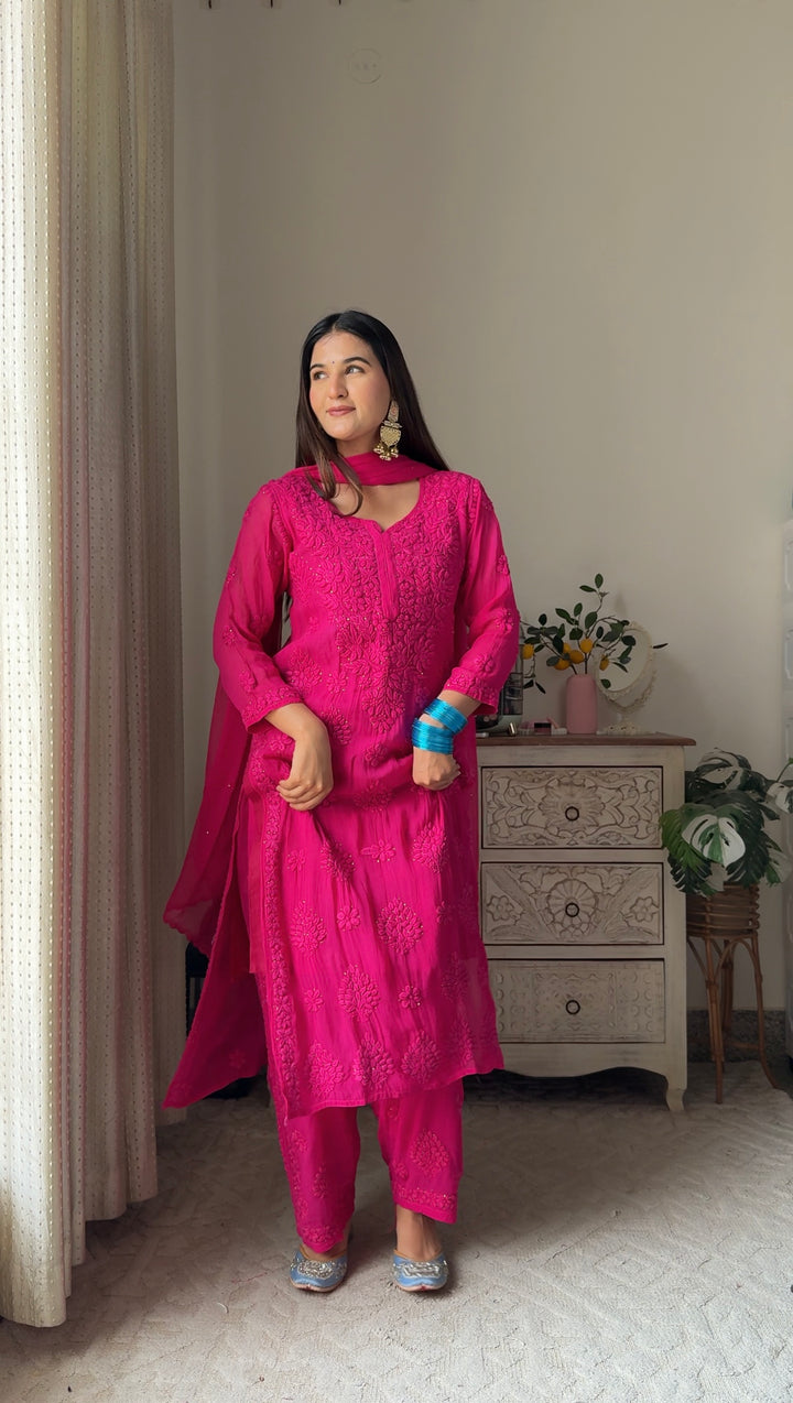 Swati Rathi in Noor Viscose Georgette Mukaish Set With 3D Handwork
