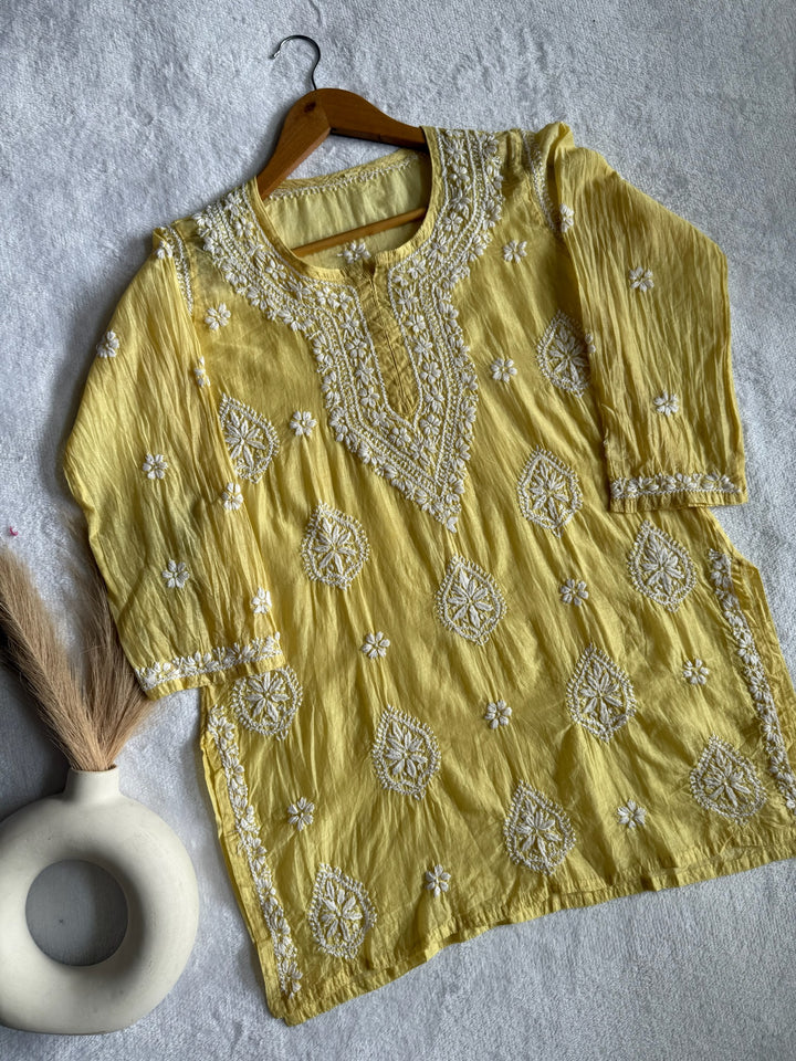 Abia Mul Chanderi Short Kurta