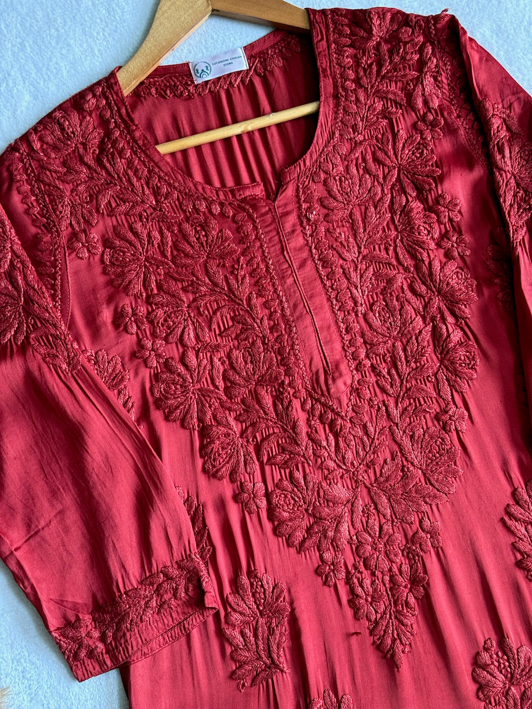 Inaya Satin Chikankari Kurta Set With 3D Handwork
