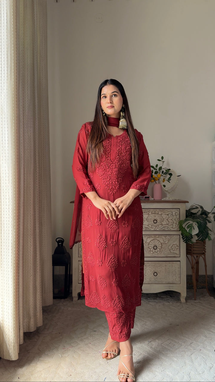 Swati Rathi in Noor Viscose Georgette Mukaish Set With 3D Handwork
