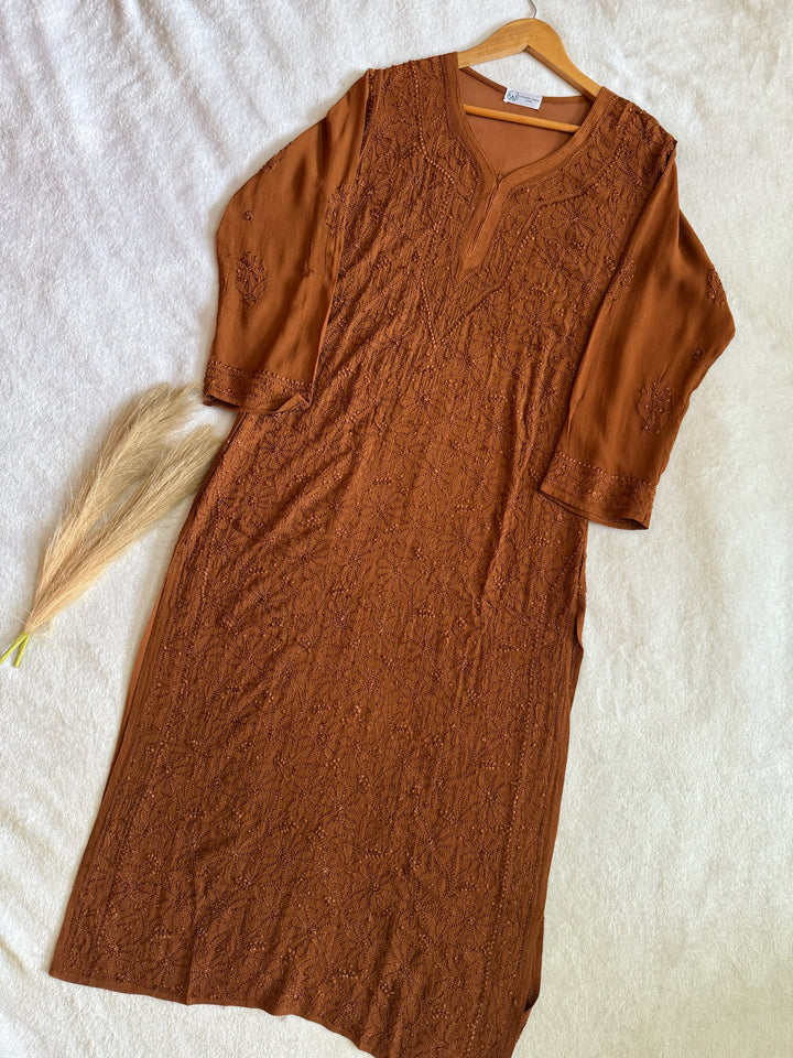 Viscose Georgette Resham Thread Embroidery Chikankari Kurta