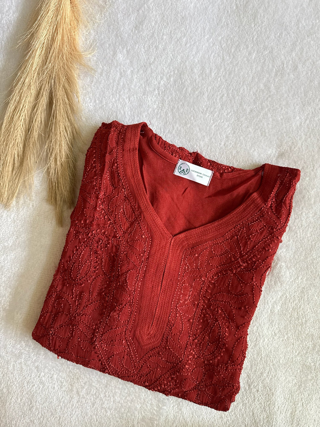 Viscose Georgette Resham Thread Embroidery Chikankari Kurta