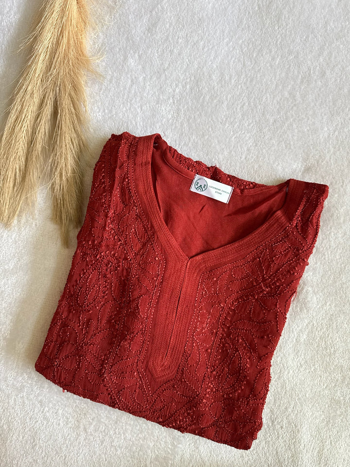 Viscose Georgette Resham Thread Embroidery Chikankari Kurta