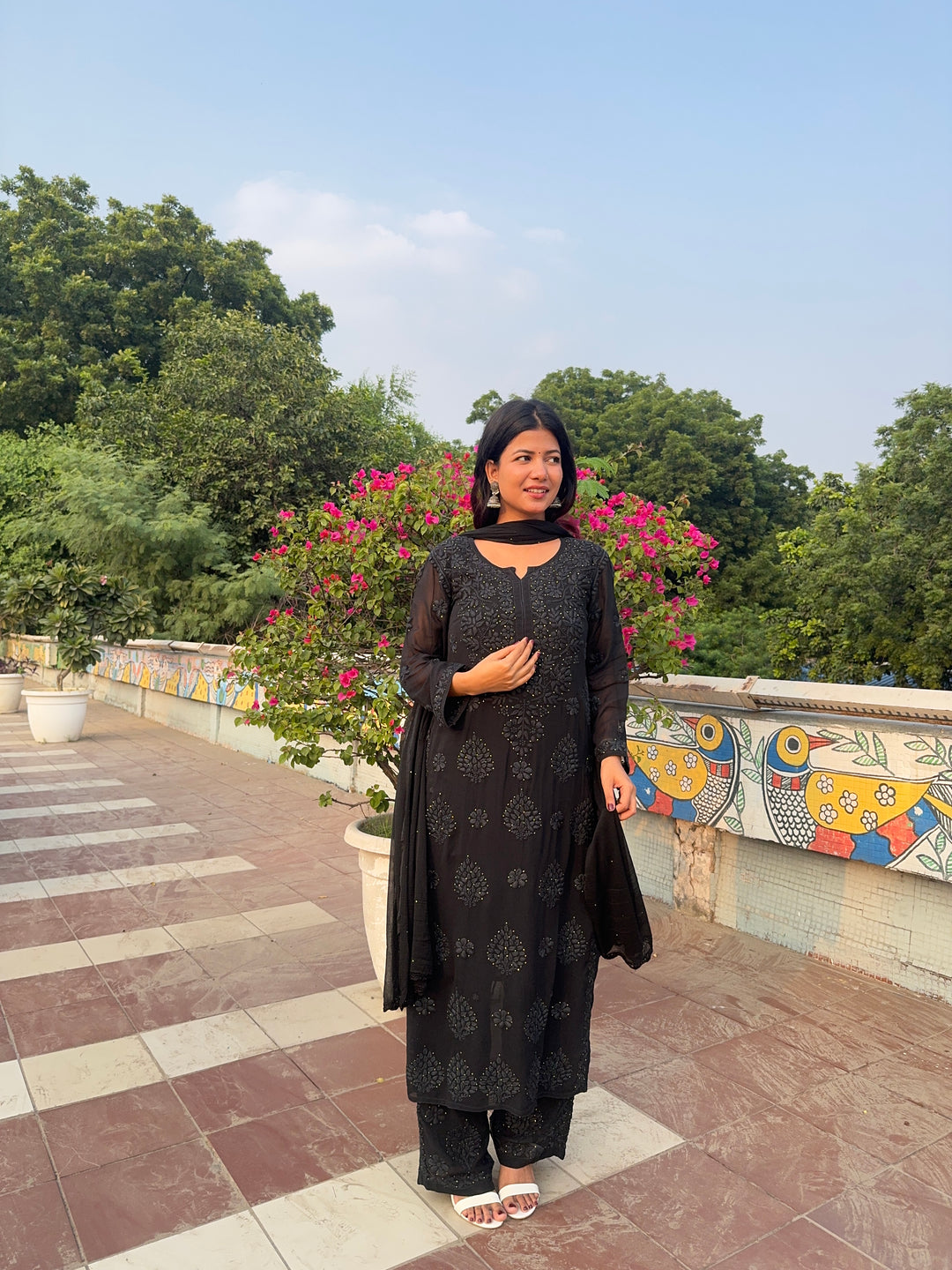 Noor Viscose Georgette Mukaish Set With 3D Handwork
