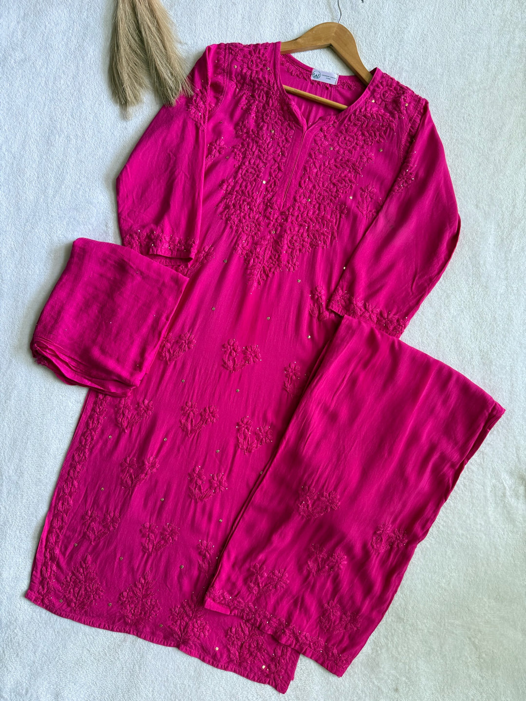 Nazakat Rayon Cotton Chikankari Kurta Set