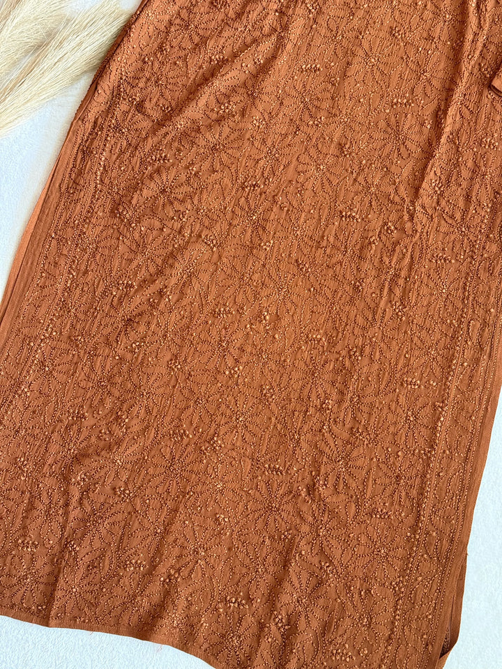 Viscose Georgette Resham Thread Embroidery Chikankari Kurta