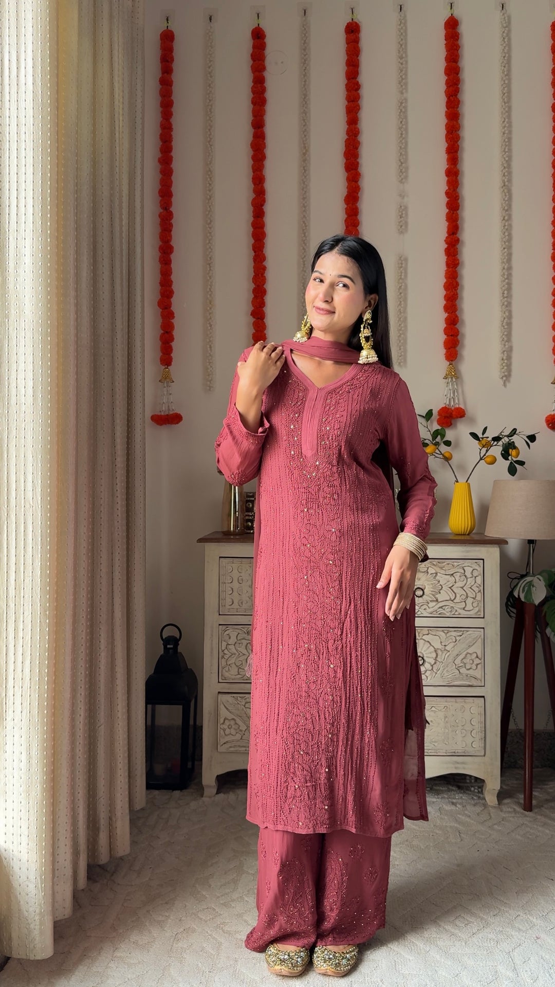 Swati Rathi in Viscose Georgette Mukaish Set With Resham Thread Handwork