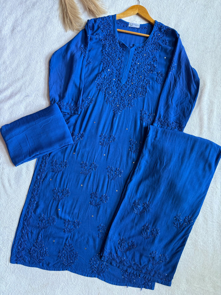 Nazakat Rayon Cotton Chikankari Kurta Set