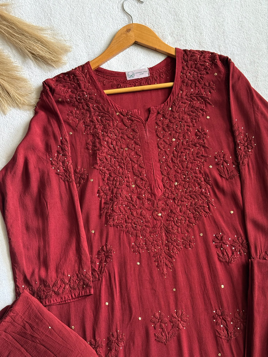 Nazakat Rayon Cotton Chikankari Kurta Set
